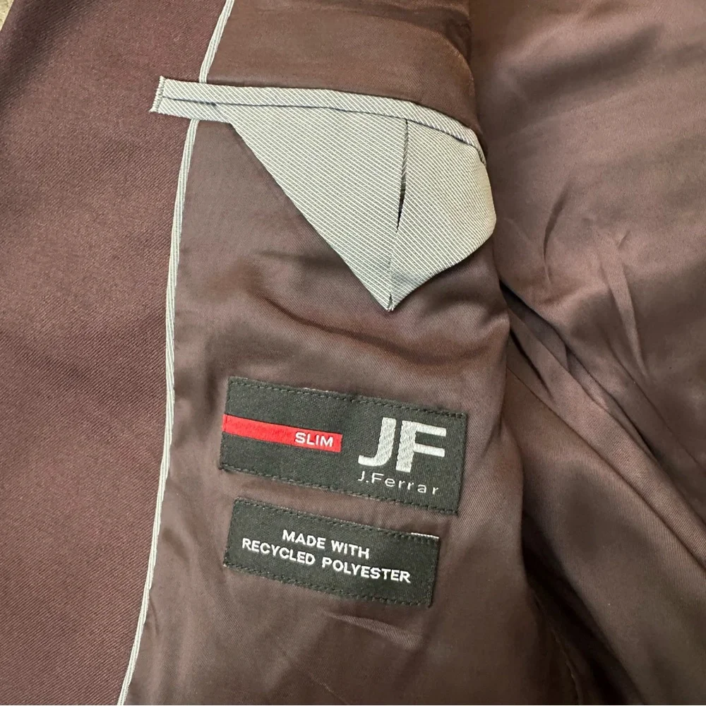 J Ferrar JF Classic Stretch Slim Fit Suit Blazer Men’s Size 36 Reg Burgundy